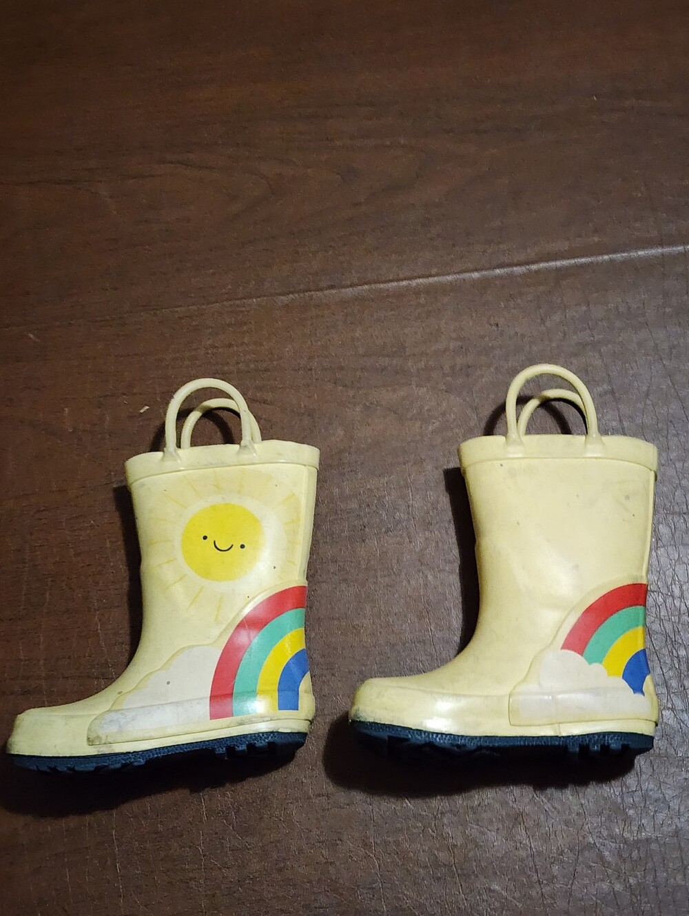 Children's Yellow Rain Boots with Rainbow & Sun - Picture 8 of 8